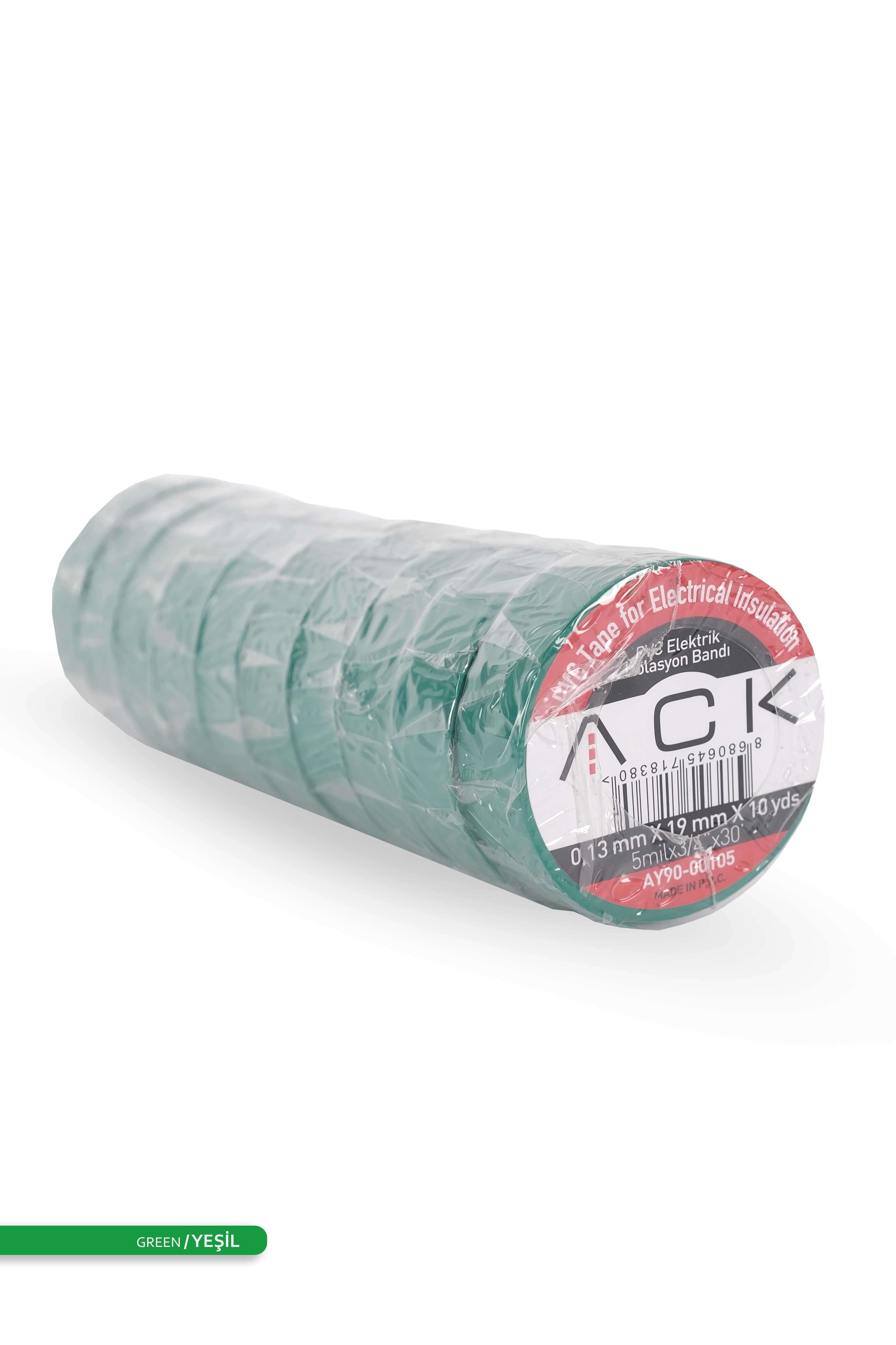 ACK PVC Elektrik İzolasyon Bandı Yeşil 8m AY90-00105