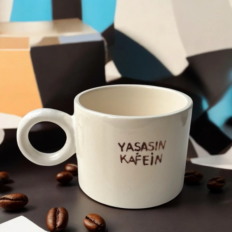 Yaşasın Kafein | El Yapımı Seramik Kupa