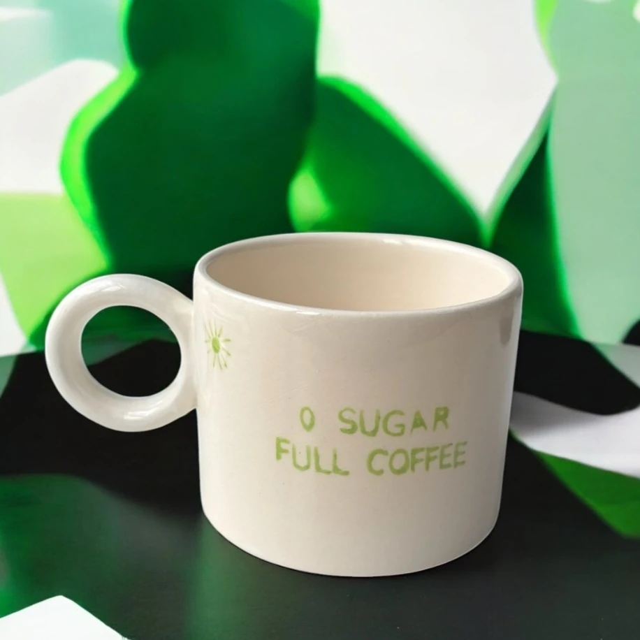 0 Sugar, Full Coffee | El Yapımı Seramik Kupa