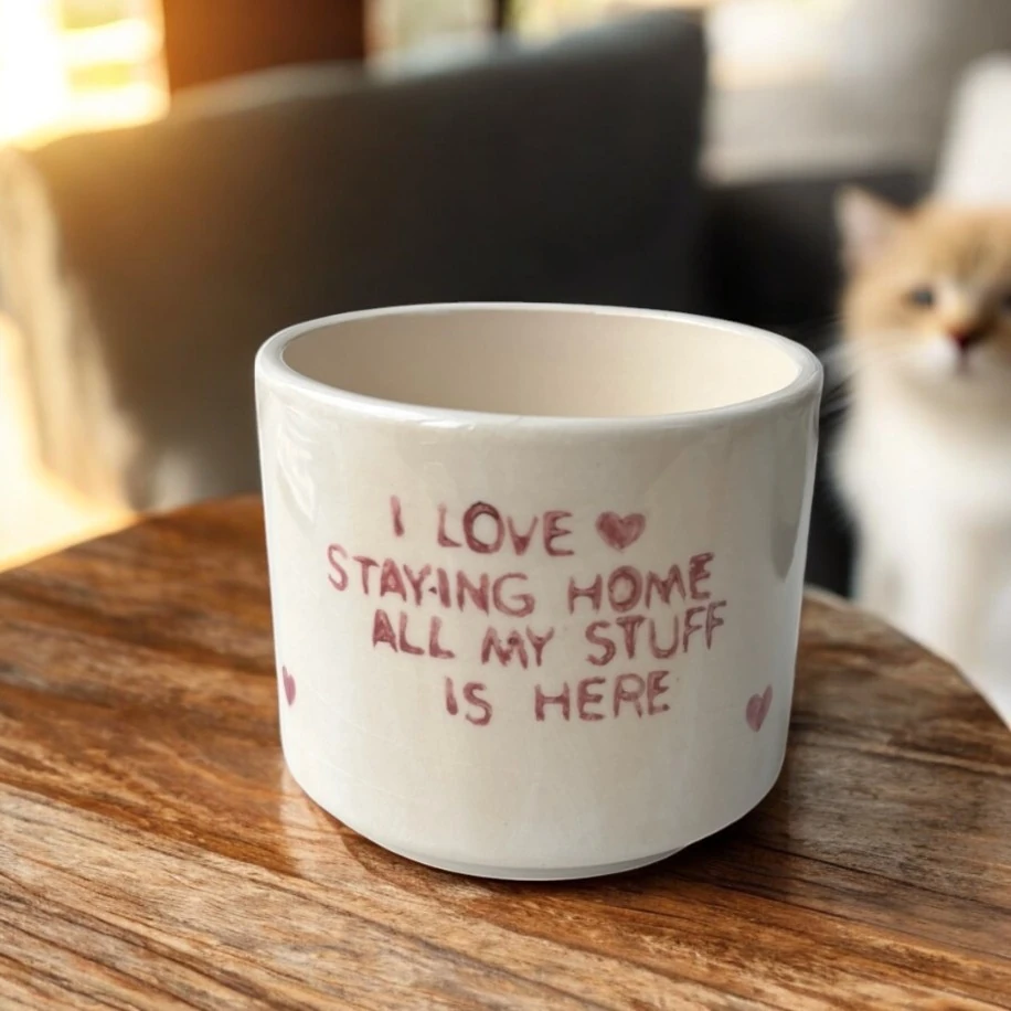I Love Staying Home | El Yapımı Seramik Bardak
