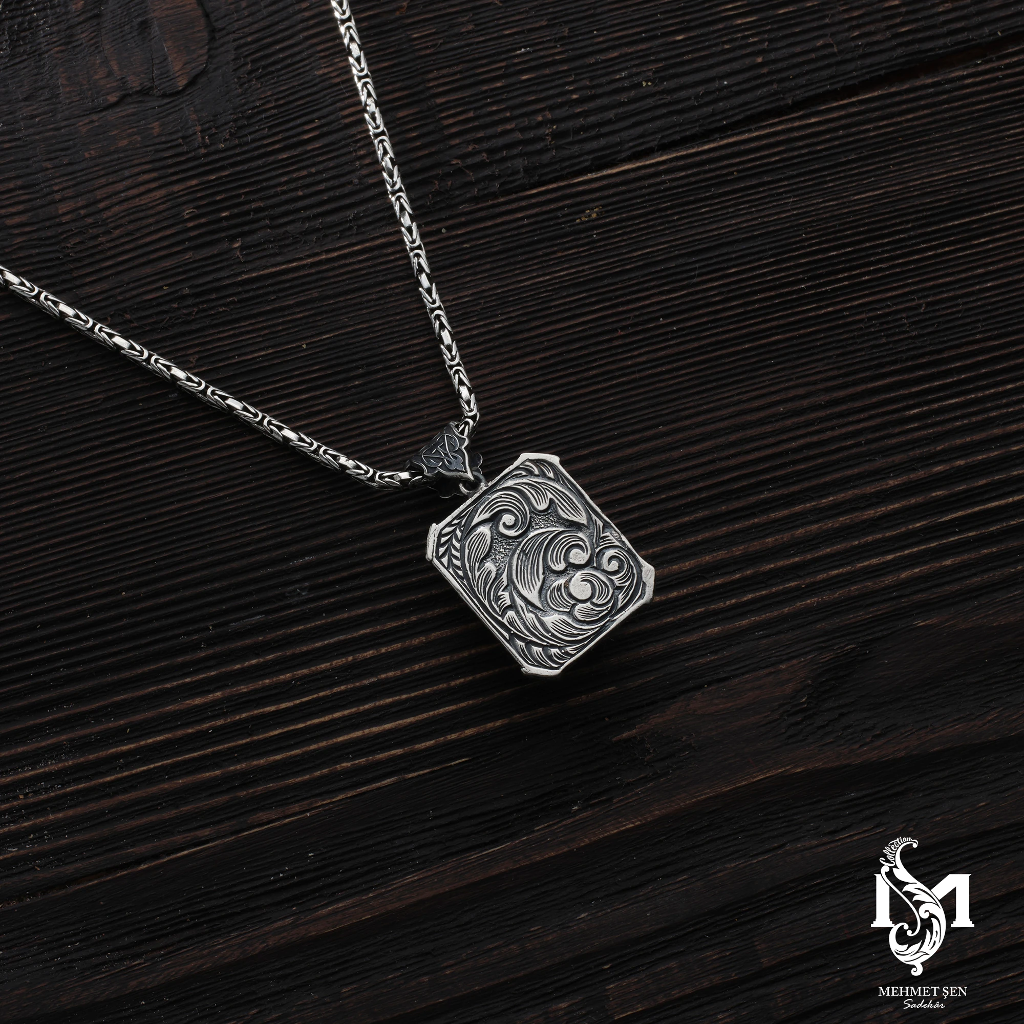 Kün Fe Yekün Gümüş Erkek Kolye Modeli