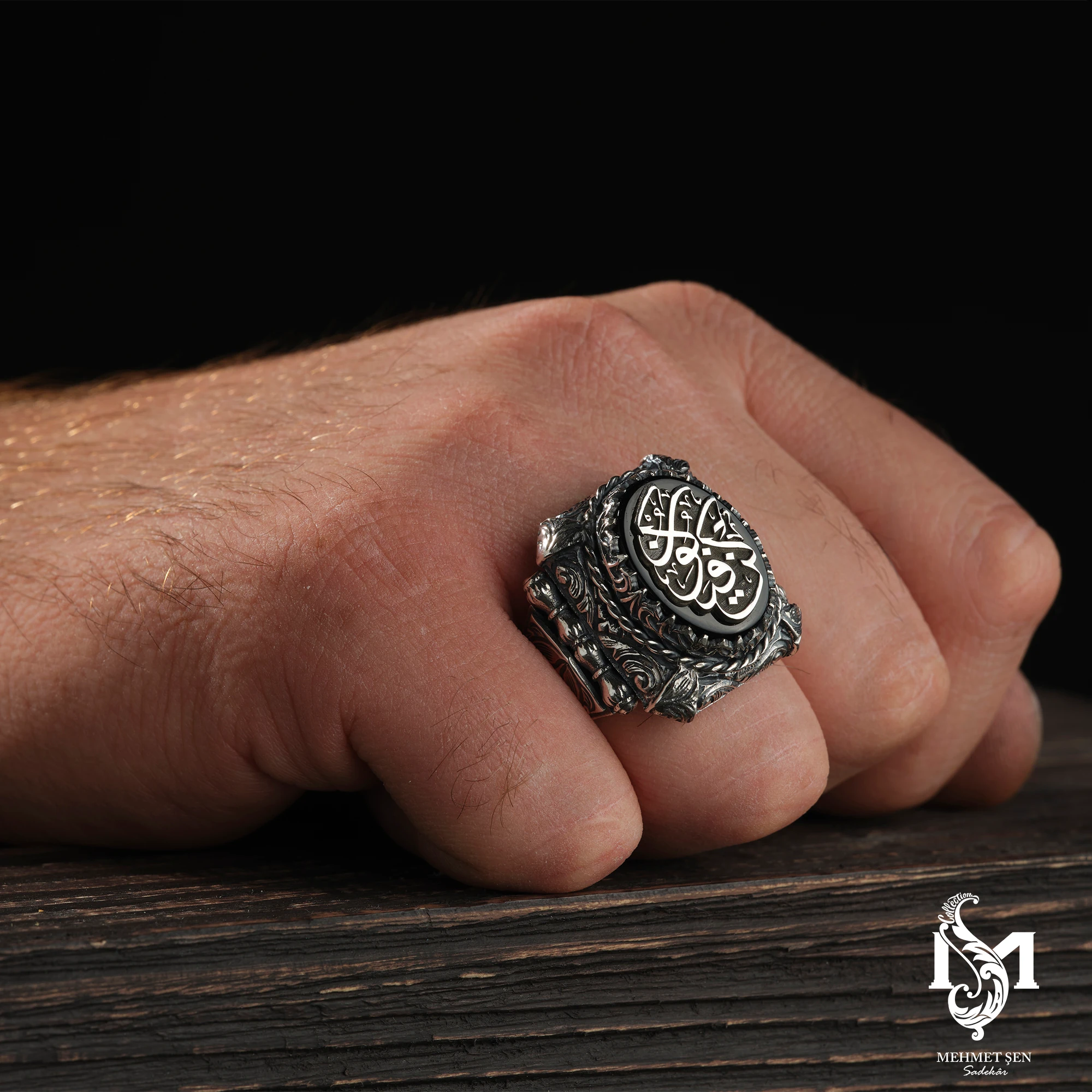 Kün Fe Yekün Gümüş Erkek Yüzük Modeli