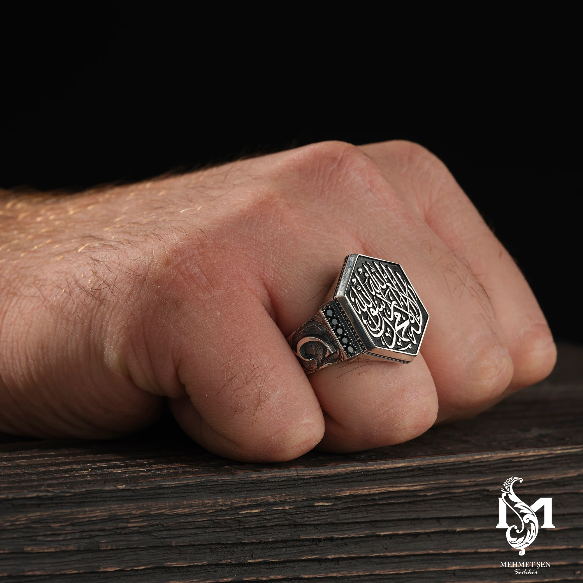 Kelime-i Tevhid Gümüş Erkek Yüzük Modeli