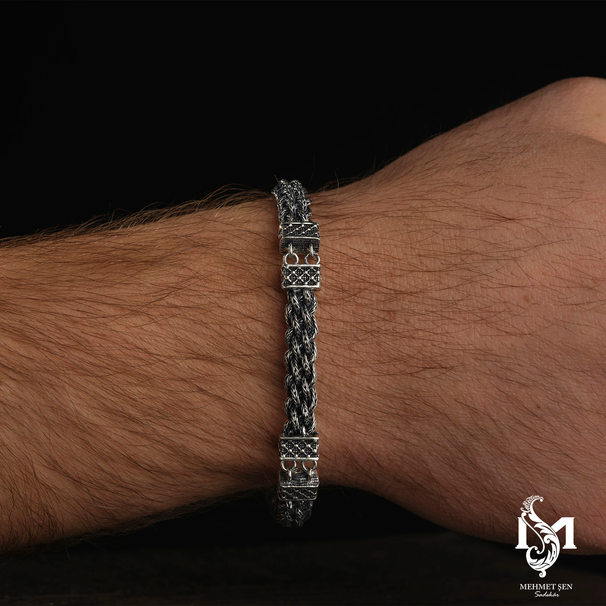 Örgü Gümüş Erkek Bileklik Modeli