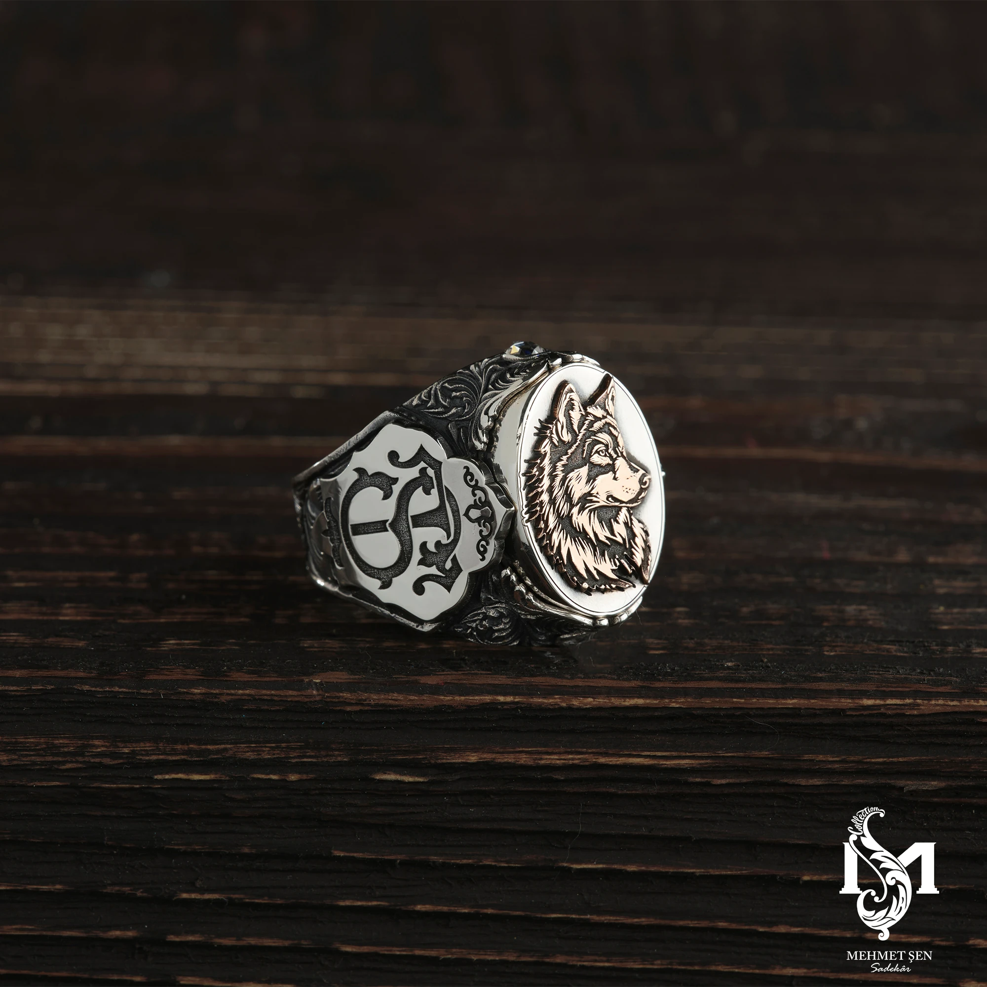 Kişiye özel Bozkurt Gümüş Erkek Yüzük Modeli