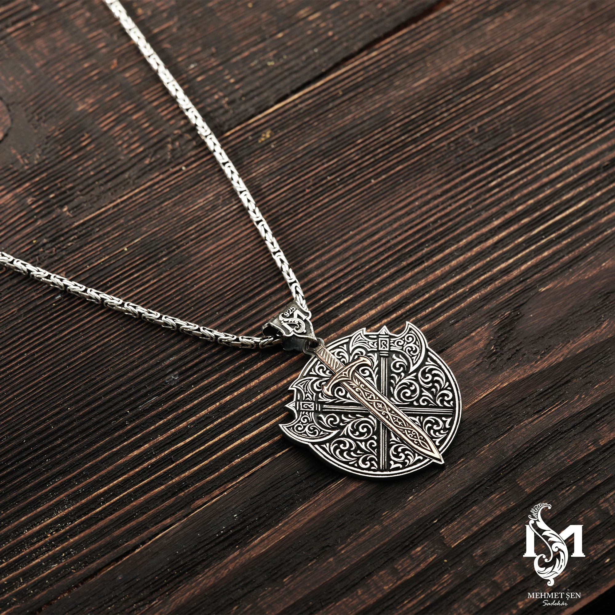 Balta Gümüş Erkek Kolye Modeli