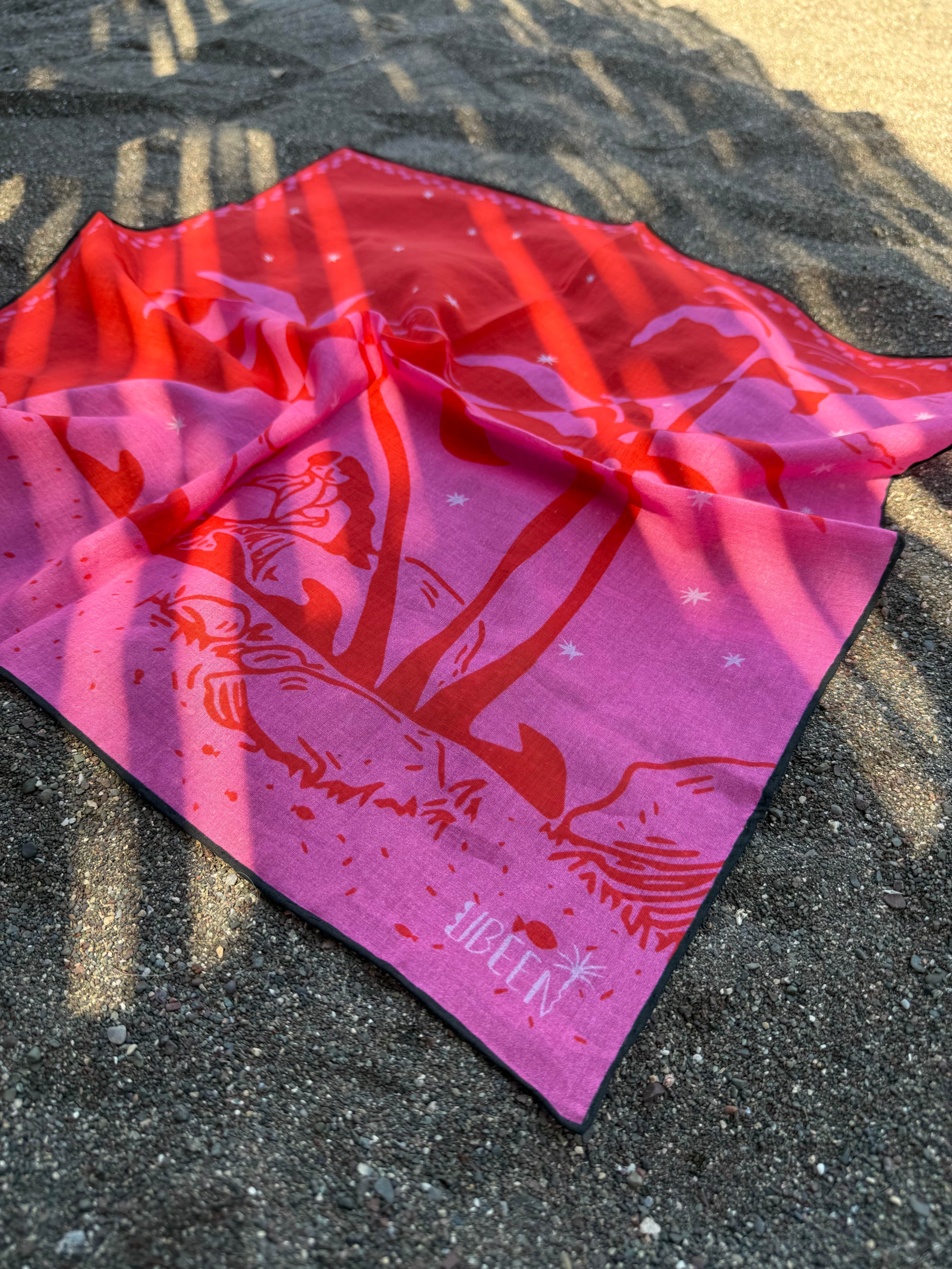 Bandana Nar Çiçeği Kırmızı Pembe