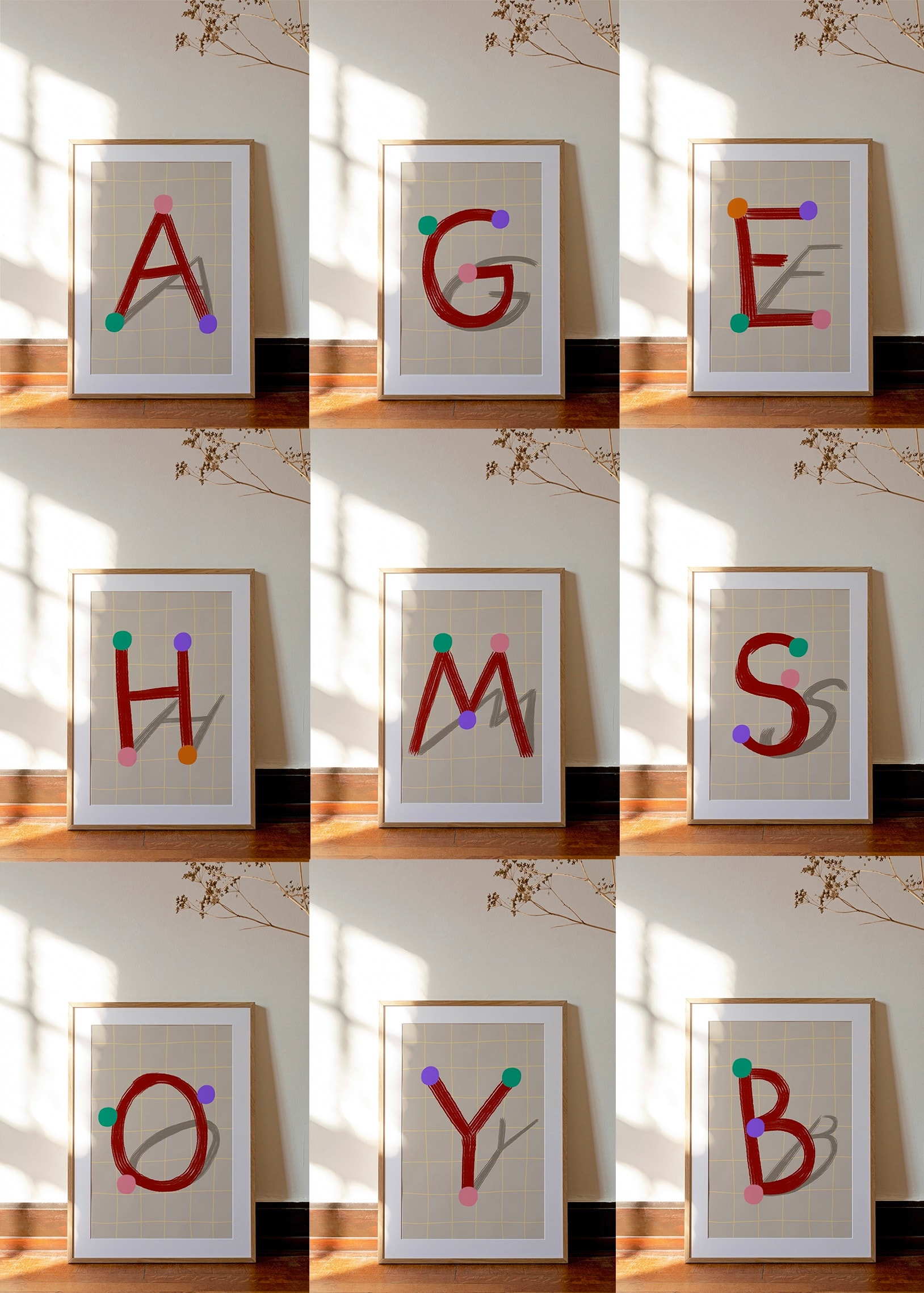 Monogram Çocuk Odası Poster /Tüm Harfler