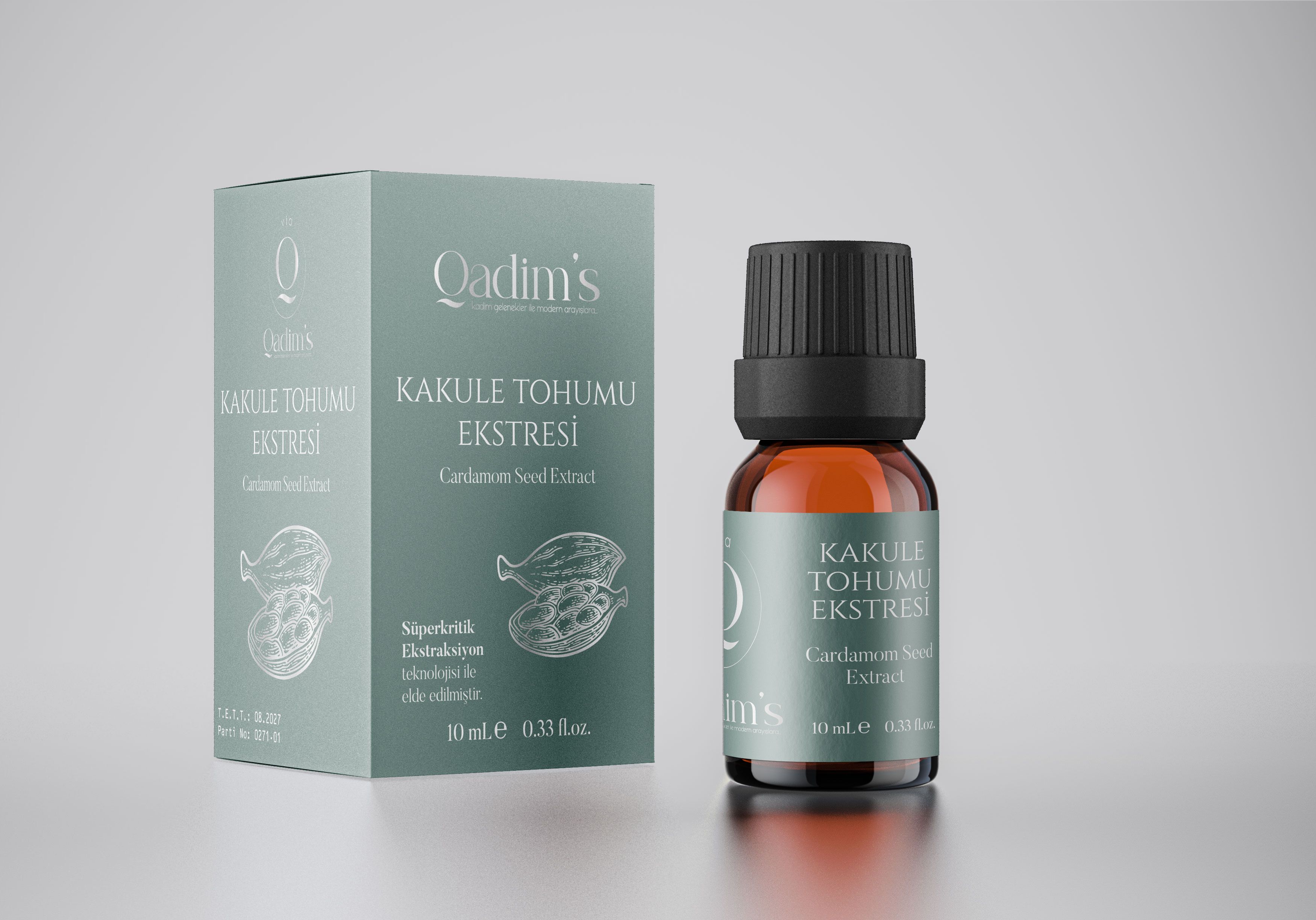 Qadim's Süper Kritik %100 Saf Kakule Tohumu Ekstresi - Elettaria Cardamomum - 10 ML
