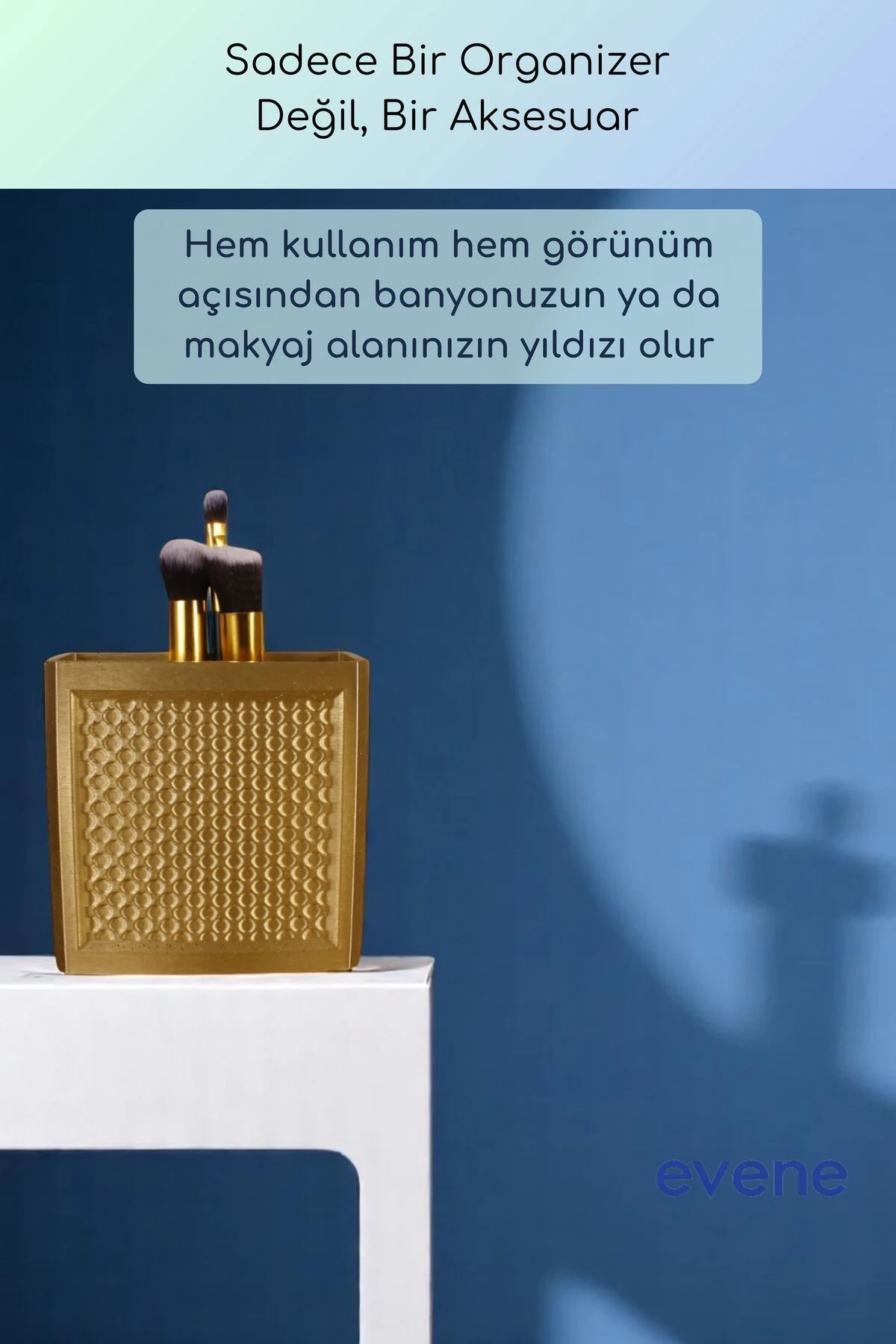 Makyaj Organizeri Makyaj Fırçalığı Makyaj Organizer Düzenleyici Altın Renk Model 92