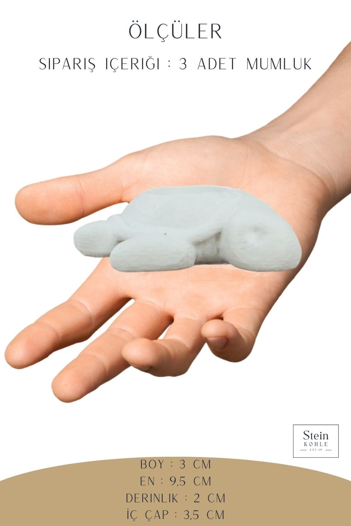Şamdan Dekoratif Mumluk Beyaz Şamdan Set 3 lü (Üçlü) Tealight ve Uzun Mum Uyumlu Kaplumbağa Model