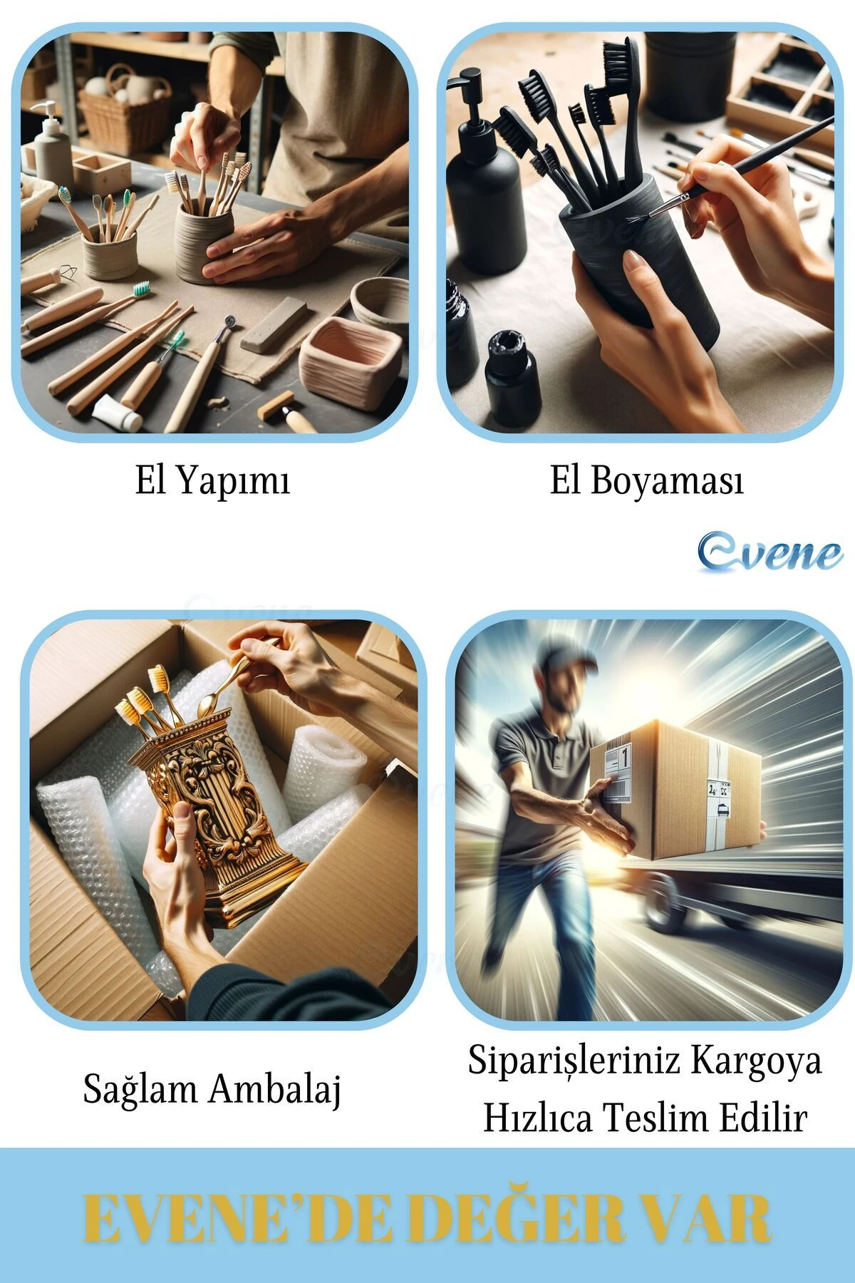 Diş Fırçalığı Diş Fırçalık Diş Fırçası Standı Diş Fırçası Tutucu Altın Eskitme Model 13