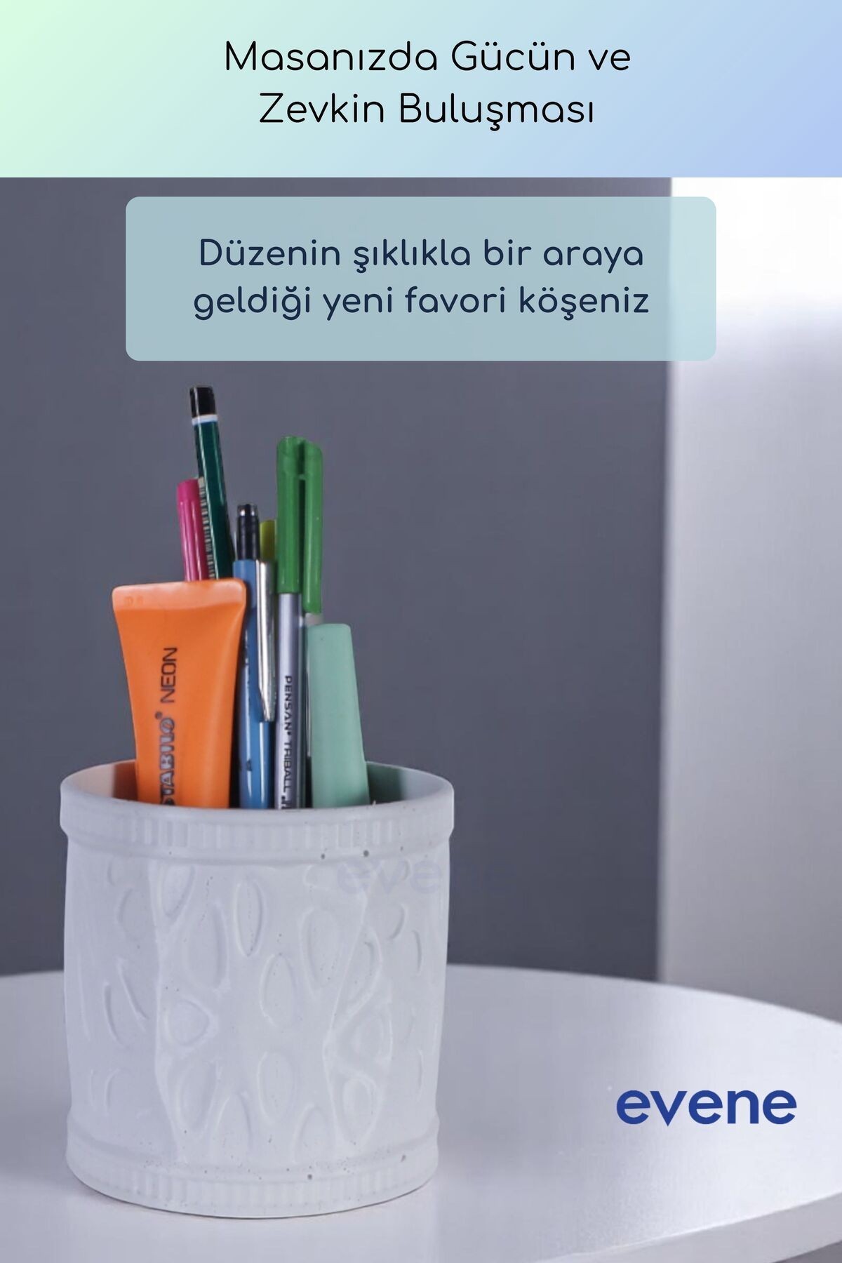 Kalemlik Masa Kalemliği Organizer Kalemlik Beyaz Renk Model 76