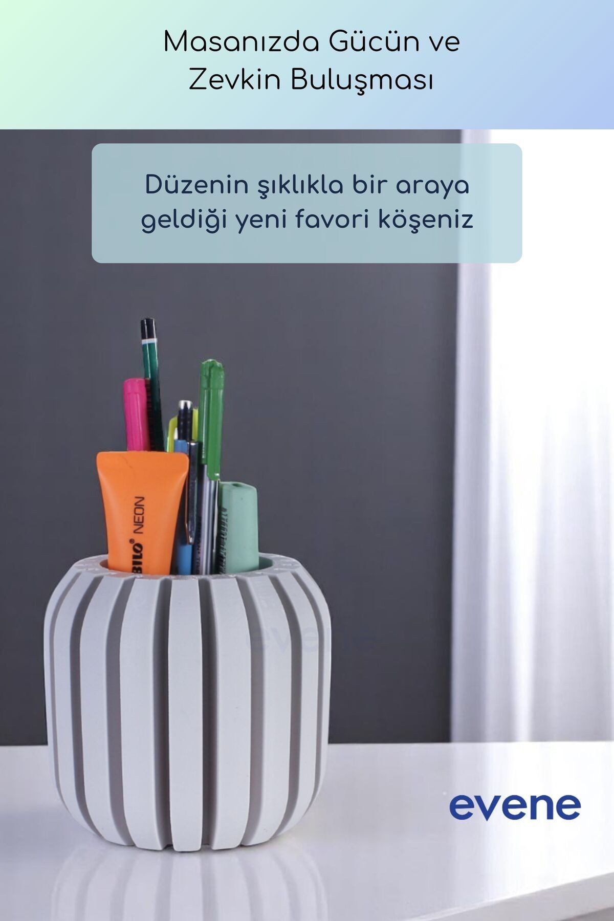 Kalemlik Masa Kalemliği Organizer Kalemlik Beyaz Renk Model 79