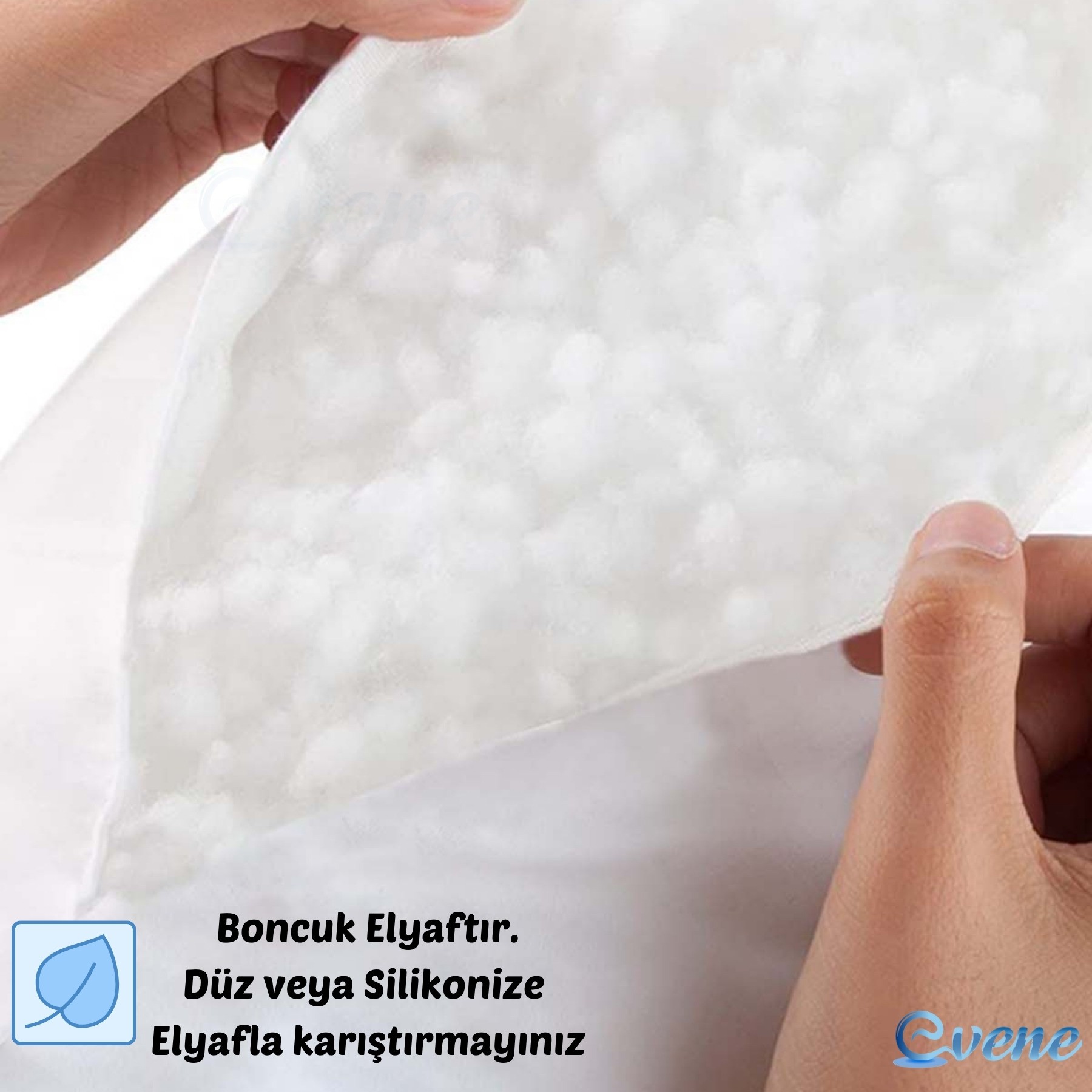 Yastık Boncuk Elyaf Antibakteriyel Dolgu Extra Yumuşak Uyku Yastığı Pamuklu Dikişli Kılıf 800 gr