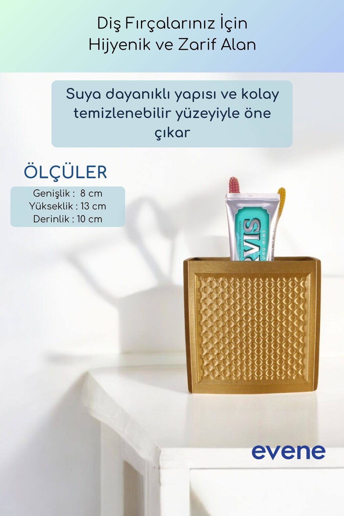 Diş Fırçalığı Diş Fırçalık Diş Fırçası Standı Diş Fırçası Tutucu Altın Renk Model 92