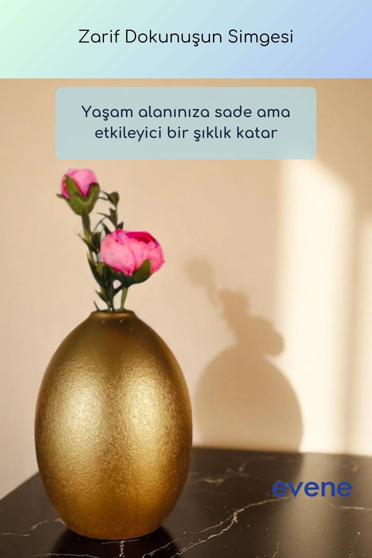 Vazo Küçük Vazo Masa Üstü Vazo Ev Dekorasyon Vazo Altın Renk Model 70