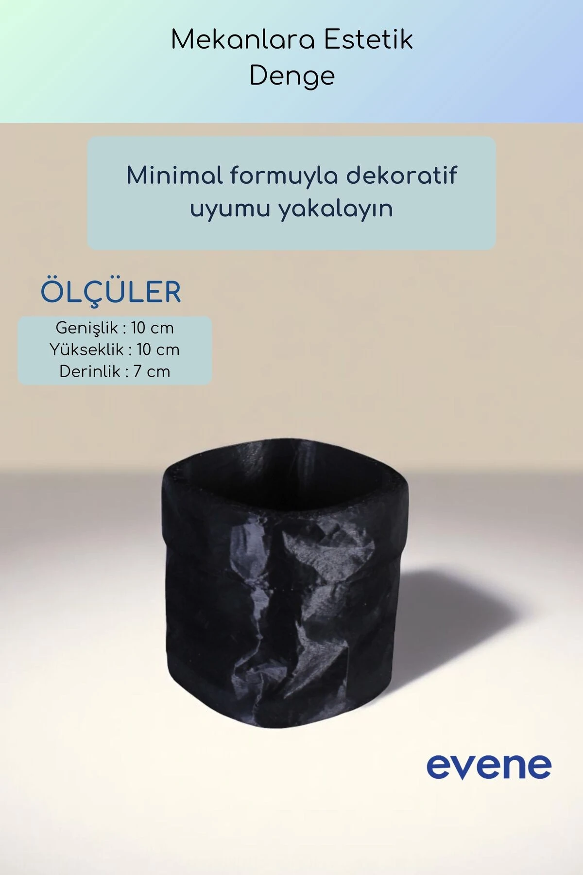 Vazo Küçük Vazo Masa Üstü Vazo Ev Dekorasyon Vazo Siyah Renk Model 80