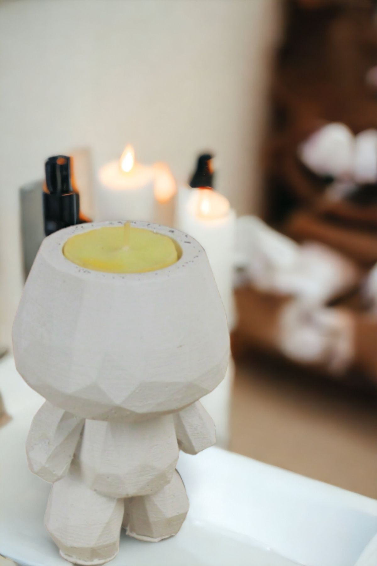 Şamdan Mumluk Dekoratif Mumluk Tealight Mumluk Model 5 İkili Mumluk