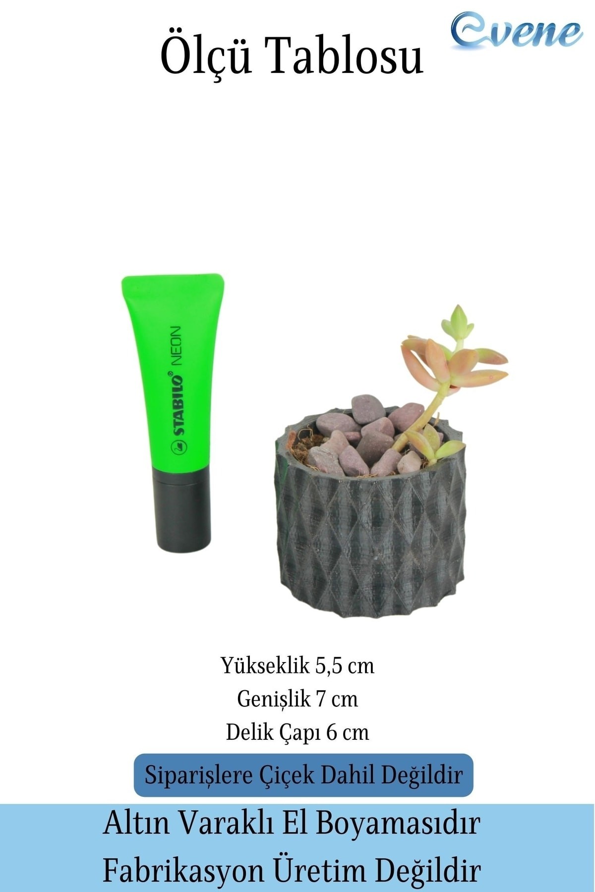 Mini Çiçek Saksı Küçük Sukulent Siyah Kaktüs Saksısı Baklava Çizgili Model