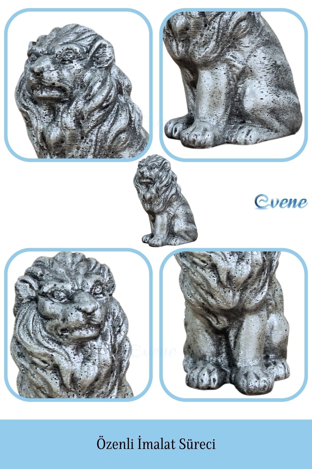 Dekoratif Biblo Oturan Aslan Heykel El Yapımı Hediyelik Süs Eşyası Model Aslan2