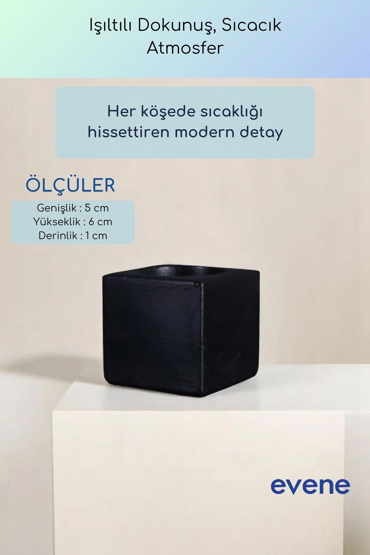 Mumluk Şamdan Ince Mum Uyumlu Siyah Renk Model 51