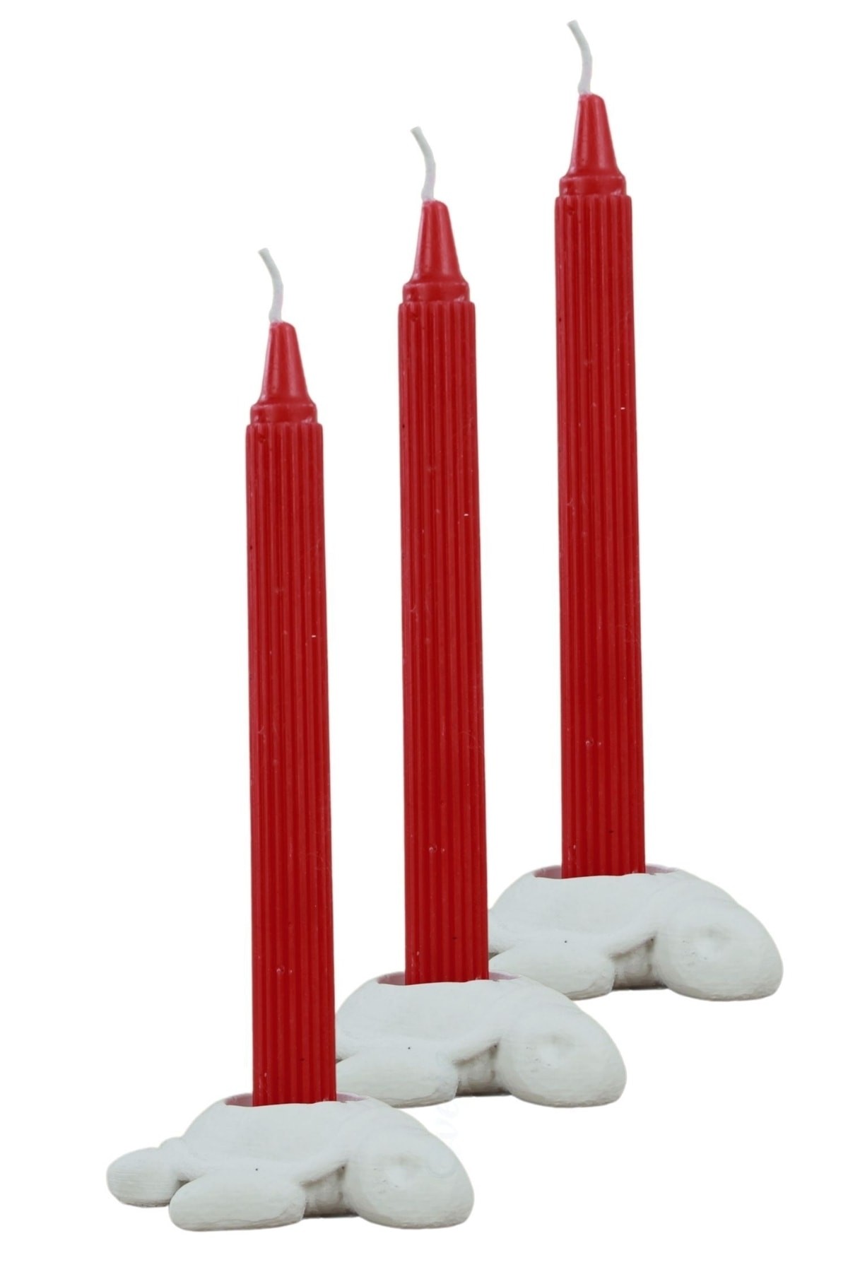Beyaz Mumluk Şamdan 3 Adet Tealight ve İnce Mum Uyumlu Kaplumbağa Model