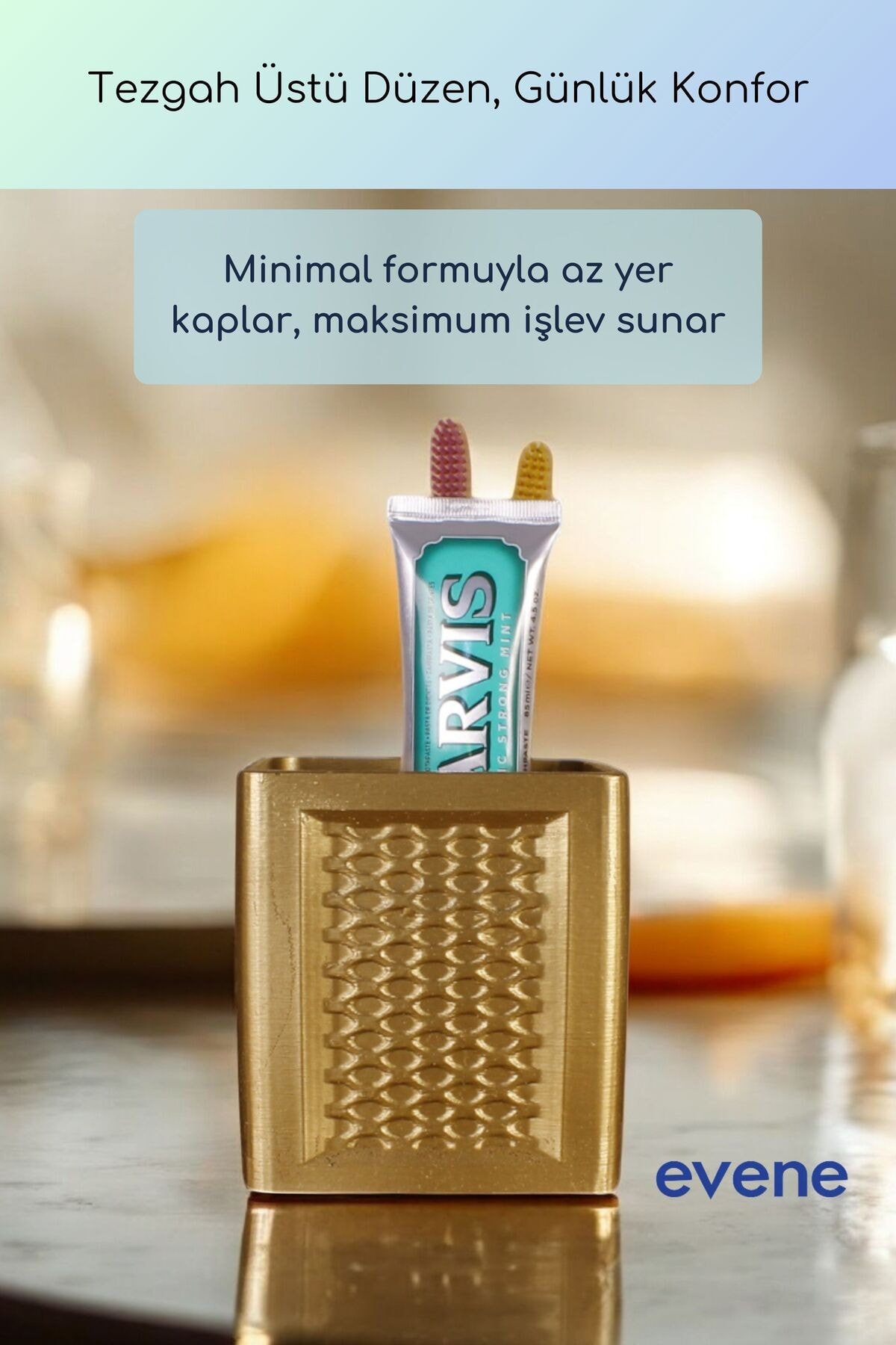 Diş Fırçalığı Diş Fırçalık Diş Fırçası Standı Diş Fırçası Tutucu Altın Renk Model 86
