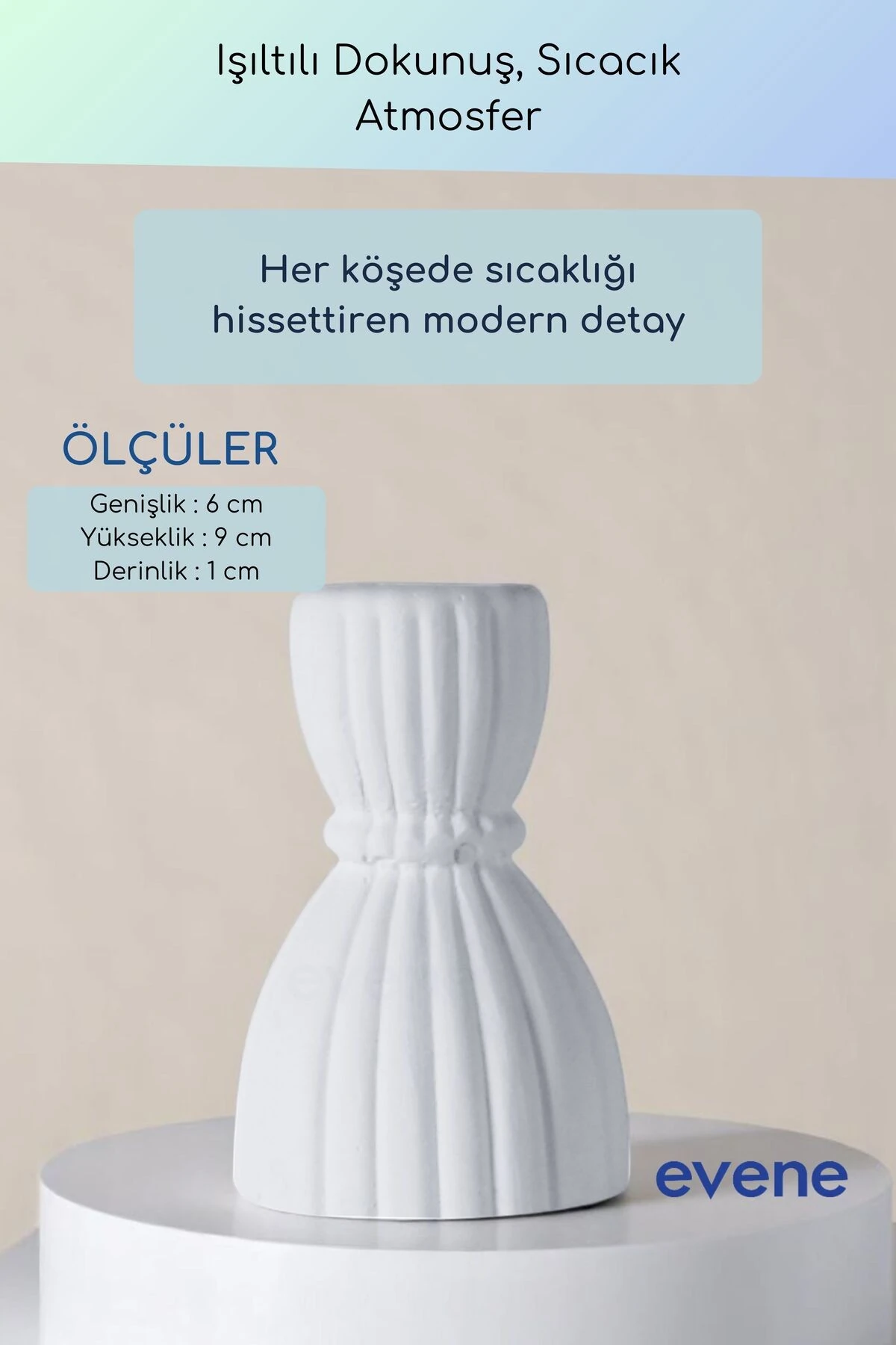 Mumluk Şamdan Ince Mum Uyumlu Beyaz Renk Model 64