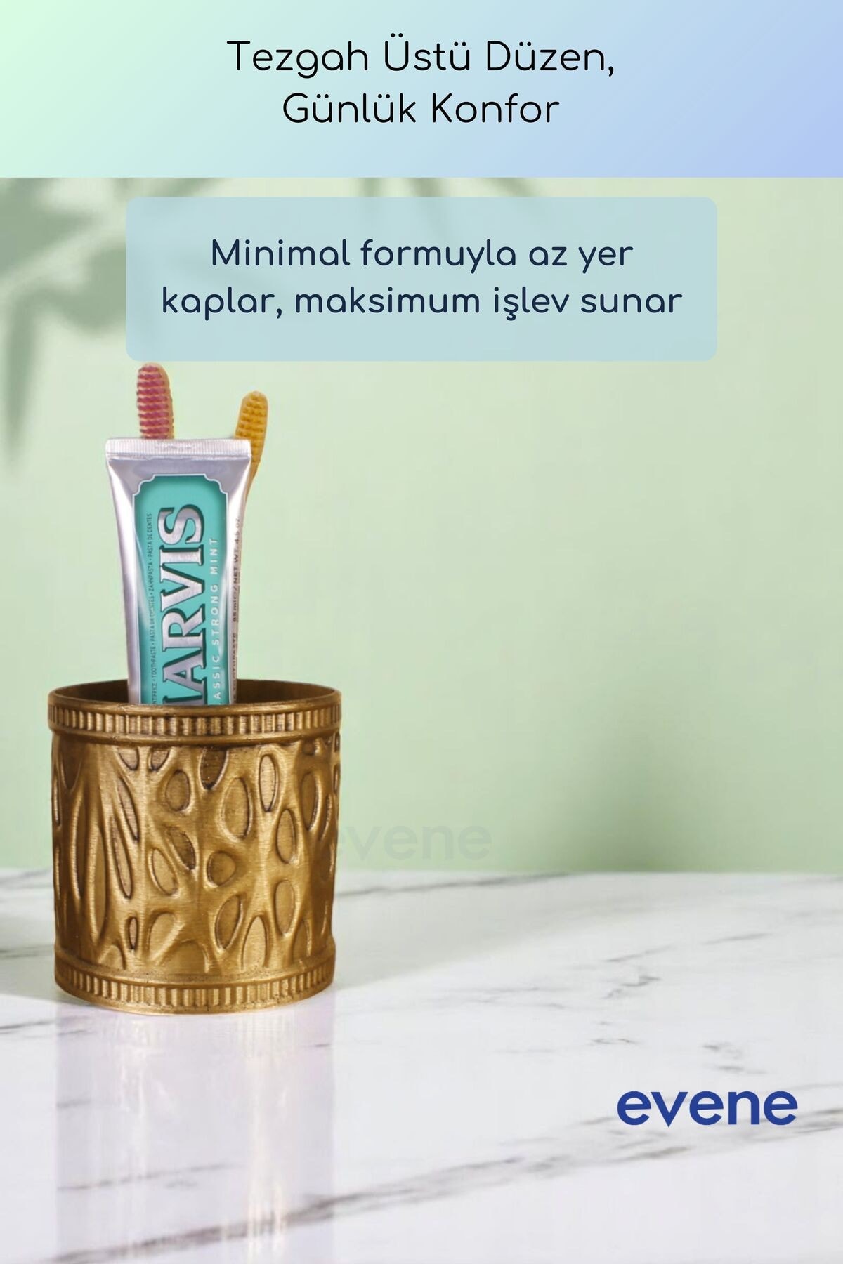 Diş Fırçalığı Diş Fırçalık Diş Fırçası Standı Diş Fırçası Tutucu Altın Eskitme Model 76