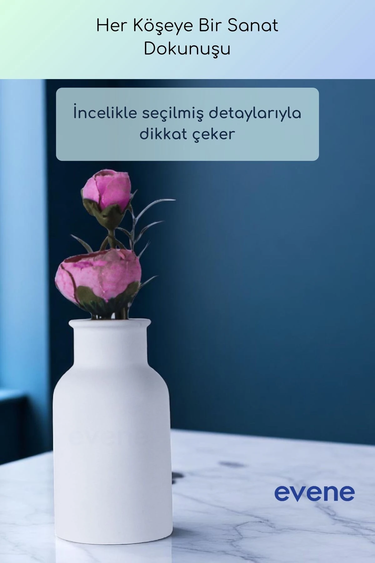 Vazo Küçük Vazo Masa Üstü Vazo Ev Dekorasyon Vazo Beyaz Renk Model 57