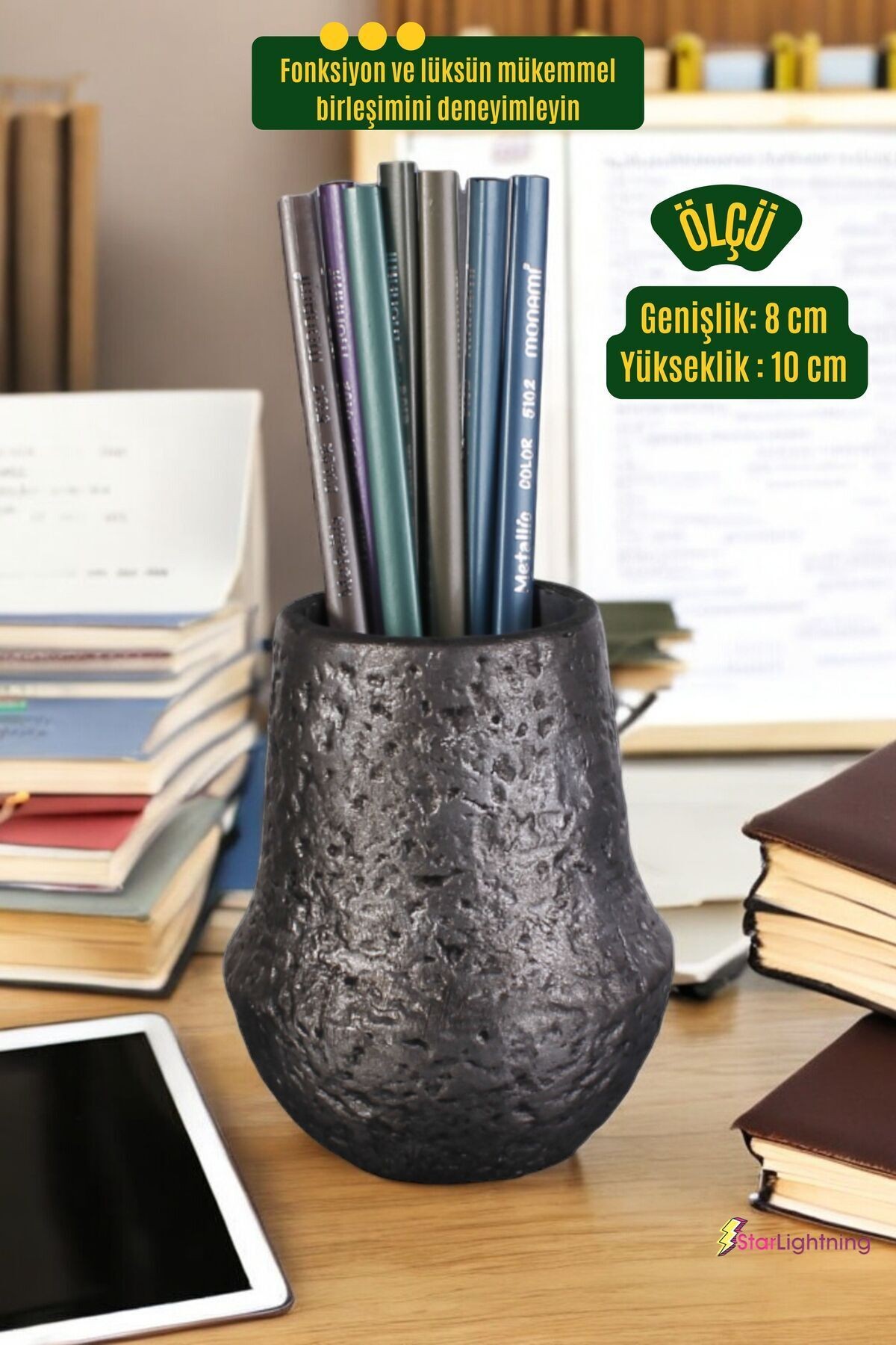 Kalemlik Masa Kalemliği Organizer Kalemlik Gümüş Eskitme Renk Model 15