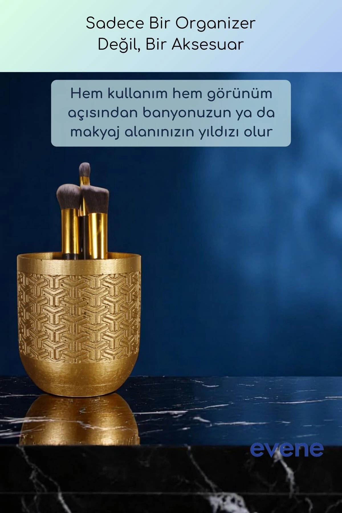 Makyaj Organizeri Makyaj Fırçalığı Makyaj Organizer Düzenleyici Altın Renk Model 77