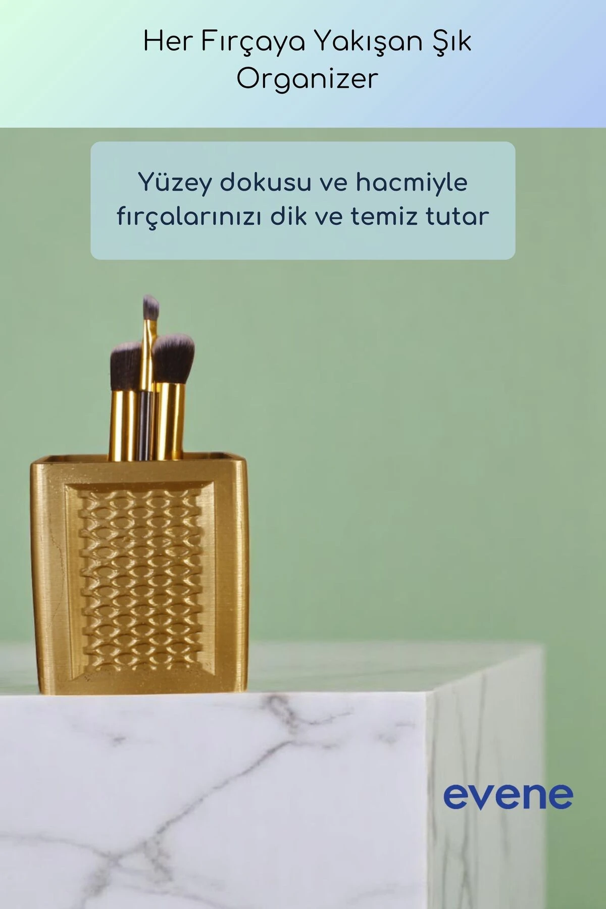 Makyaj Organizeri Makyaj Fırçalığı Makyaj Organizer Düzenleyici Altın Renk Model 86