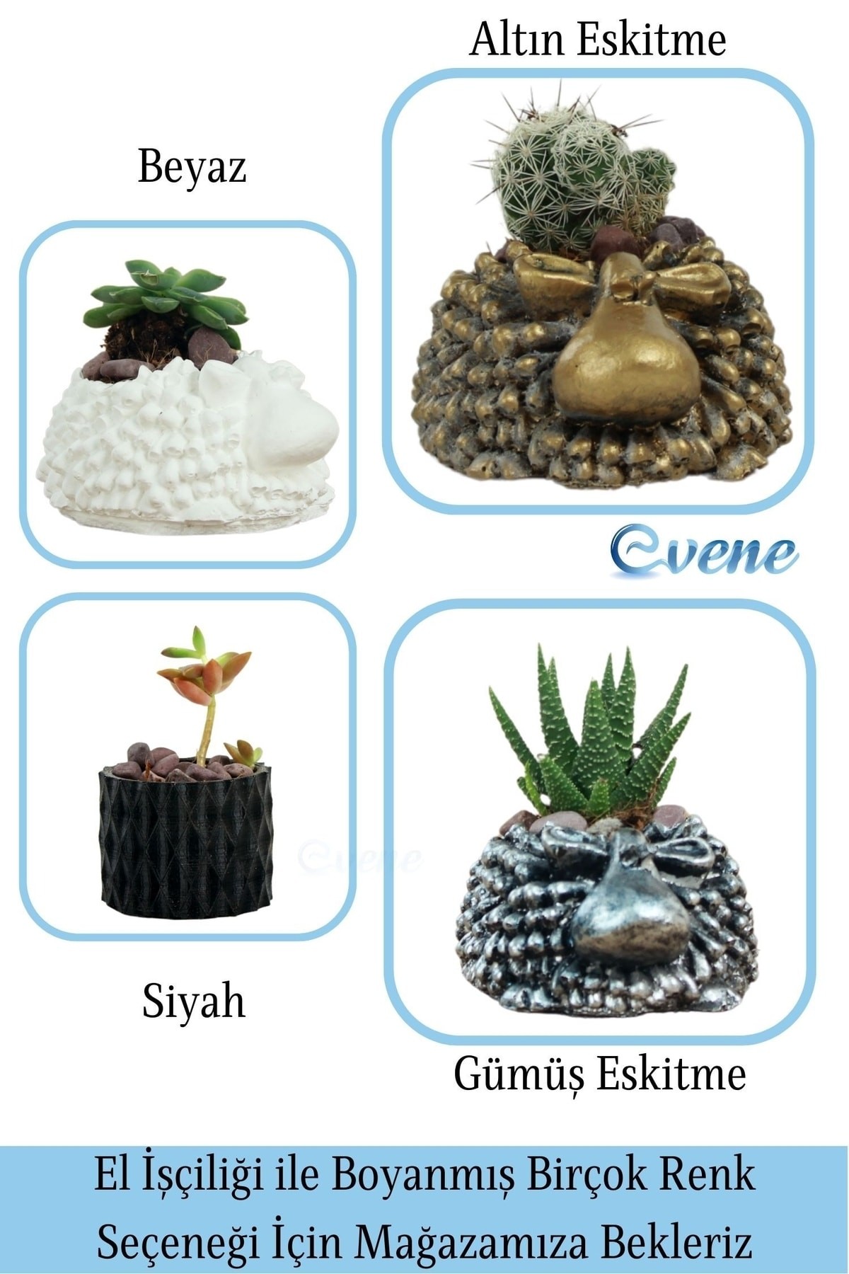 Mini Çiçek Saksı Küçük Sukulent Gümüş Kaktüs Saksısı Sevimli Koyun Model