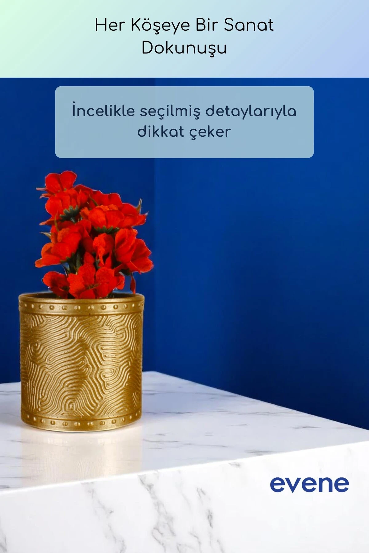 Vazo Küçük Vazo Masa Üstü Vazo Ev Dekorasyon Vazo Altın Renk Model 82