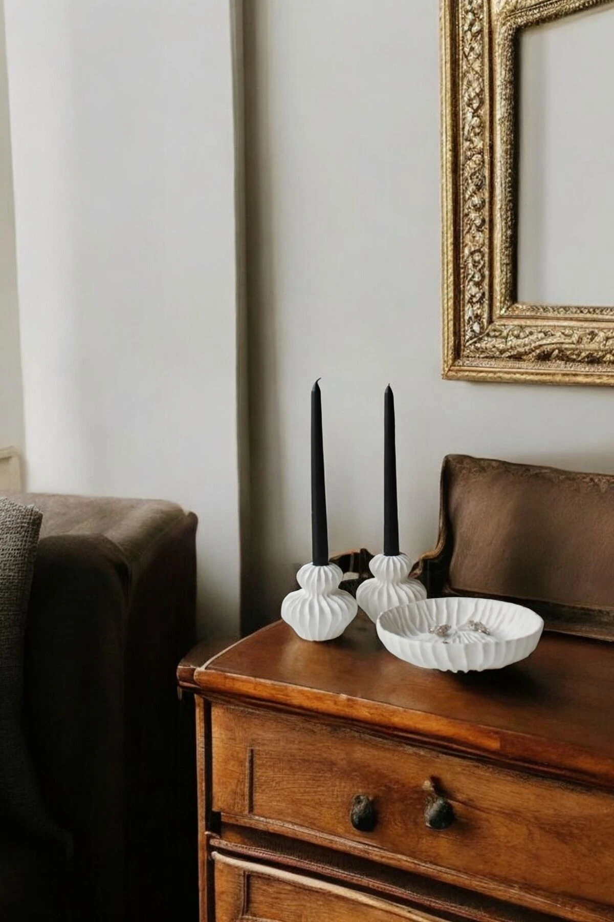 Beyaz Dekoratif Vazo Seti Obje Ev Dekorasyon Masa Üstü Dekor Vazo Seti Model 1014