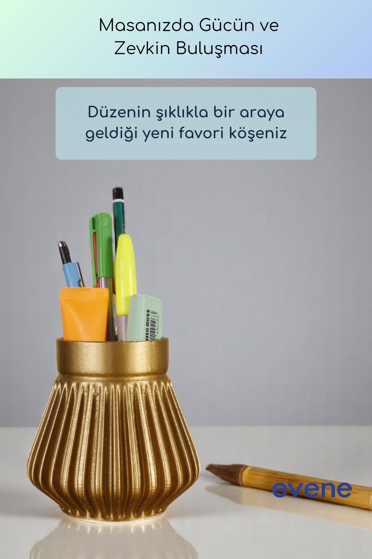 Kalemlik Masa Kalemliği Organizer Kalemlik Altın Renk Model 83