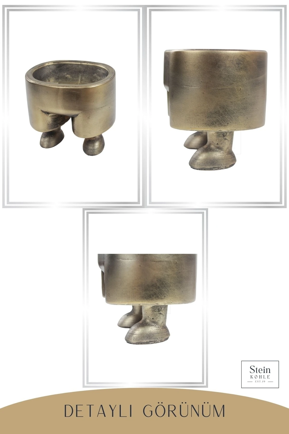 Çiçek Saksısı Dekoratif Kaktüs Saksı 1 Adet Altın Renk Eskitme Uygulamalı Pantolon Model