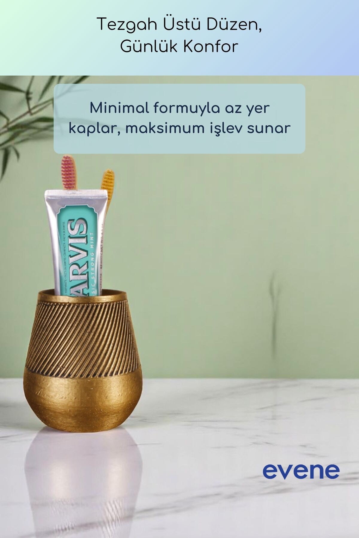 Diş Fırçalığı Diş Fırçalık Diş Fırçası Standı Diş Fırçası Tutucu Altın Eskitme Renk Model 89
