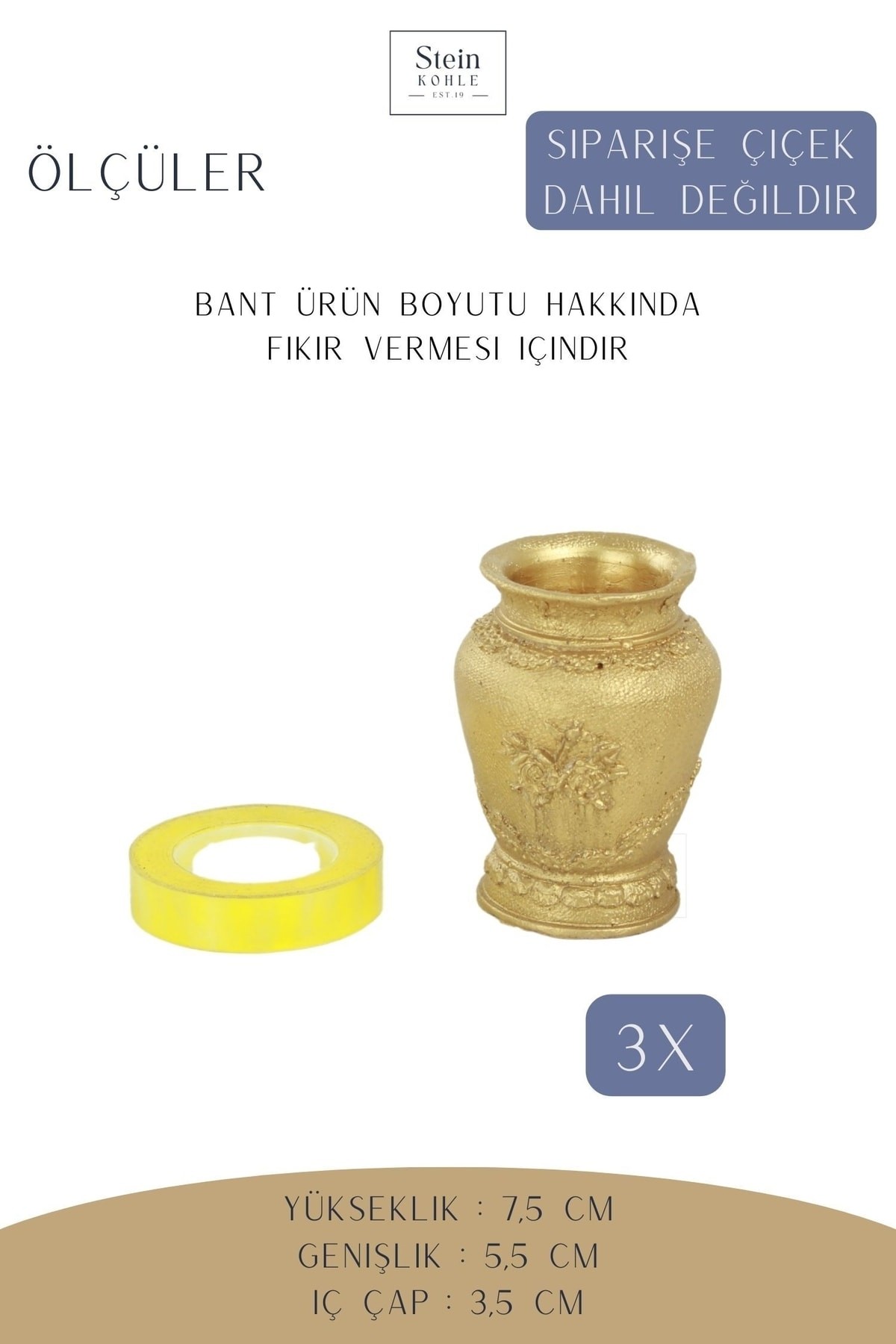Dekoratif Saksı Minik Kaktüs Saksısı Altın Renk 3 Adet Saksı Seti Mini Vazo Model
