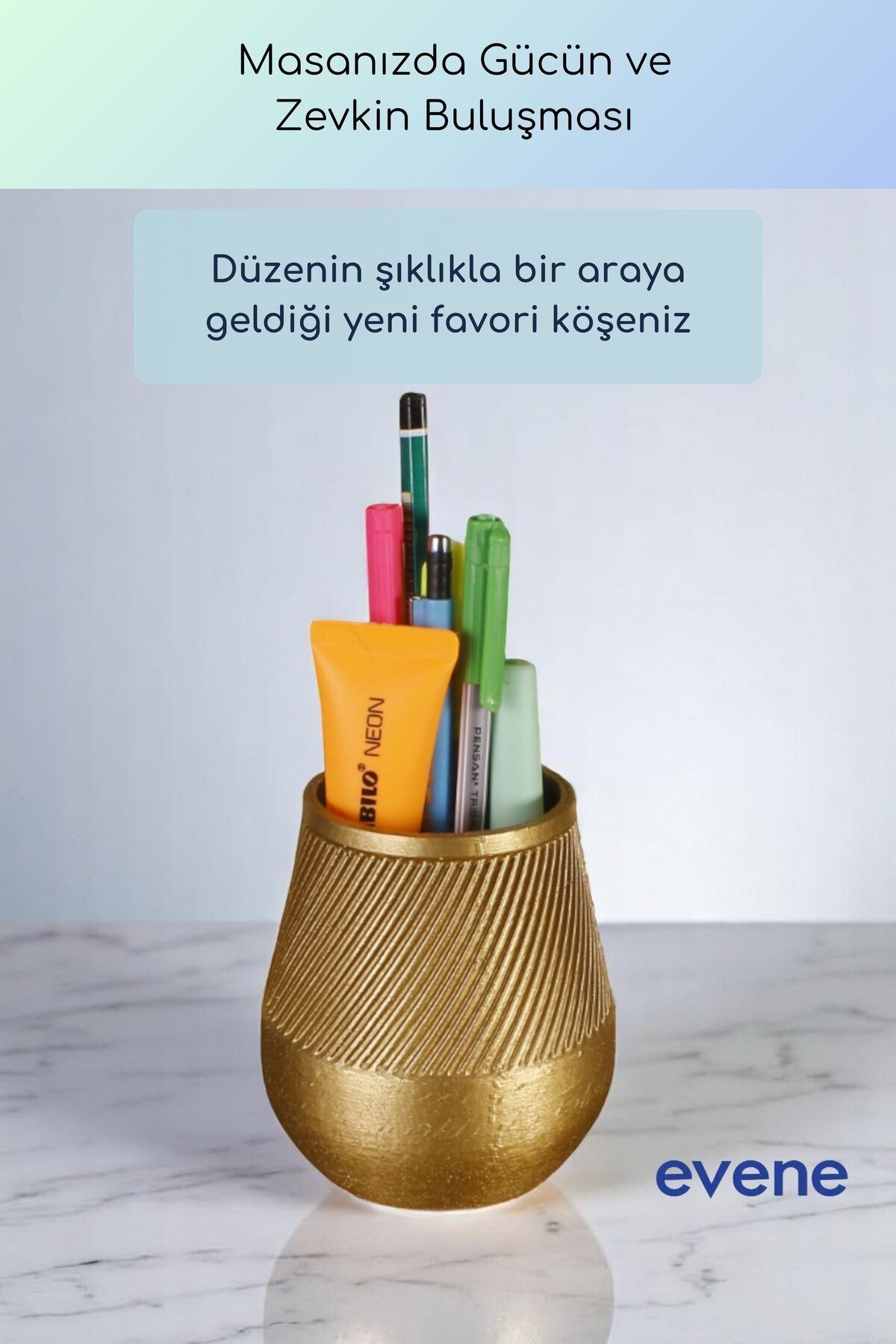 Kalemlik Masa Kalemliği Organizer Kalemlik Altın Renk Model 89