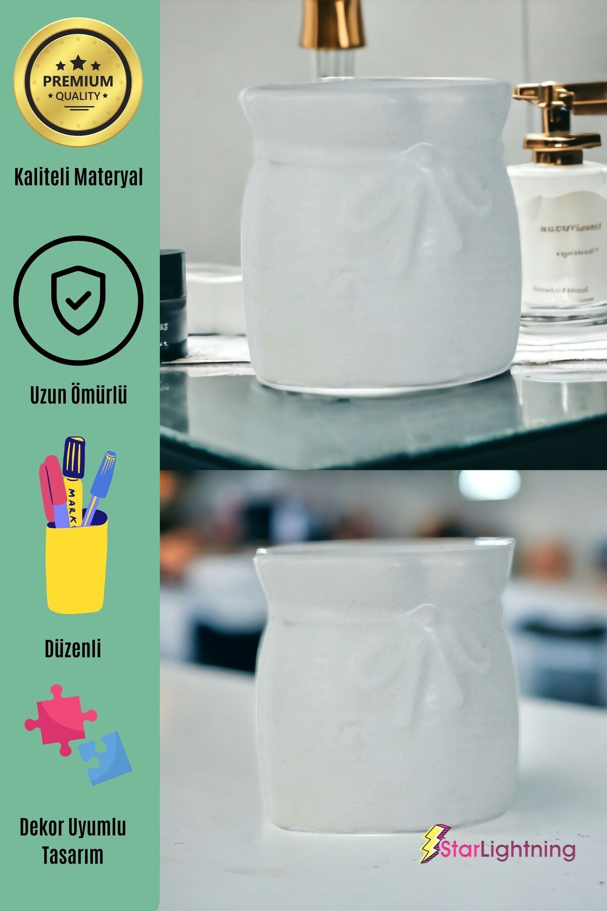 Kalemlik Beyaz Renk Masa Kalemliği Organizer Kalemlik Model 8