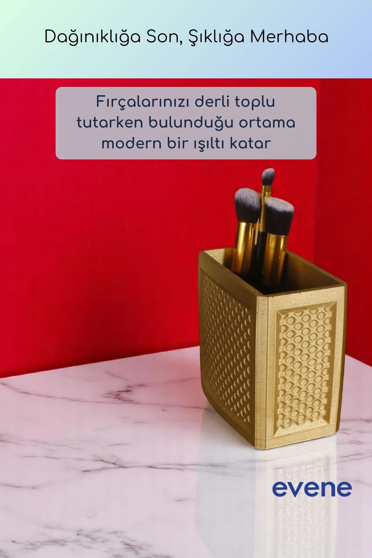 Makyaj Organizeri Makyaj Fırçalığı Makyaj Organizer Düzenleyici Altın Renk Model 92