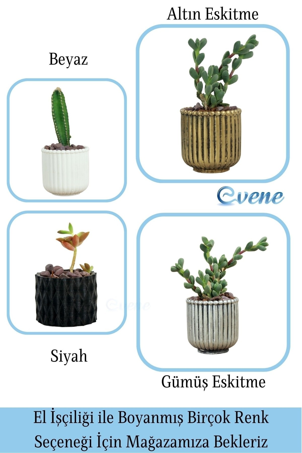 Mini Çiçek Saksı Küçük Sukulent Altın Eskitme Kaktüs Saksısı Vintage Düz Çizgili Model