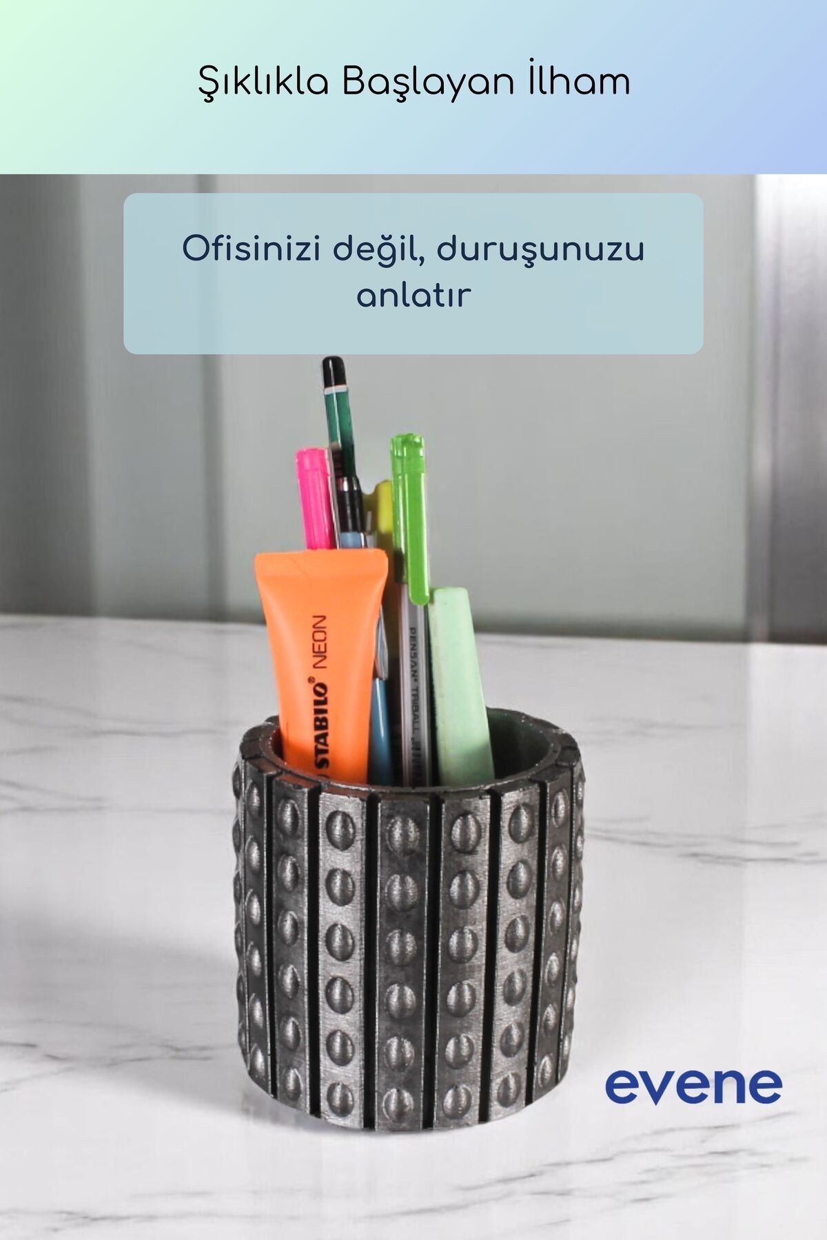 Kalemlik Masa Kalemliği Organizer Kalemlik Gümüş Eskitme Renk Model 91