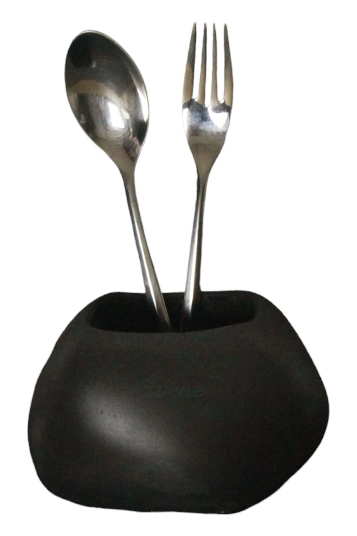 Tezgah Üstü Kaşıklık Dekoratif Dik Kaşıklık Silindir Kaşıklık Siyah Renk Model 22