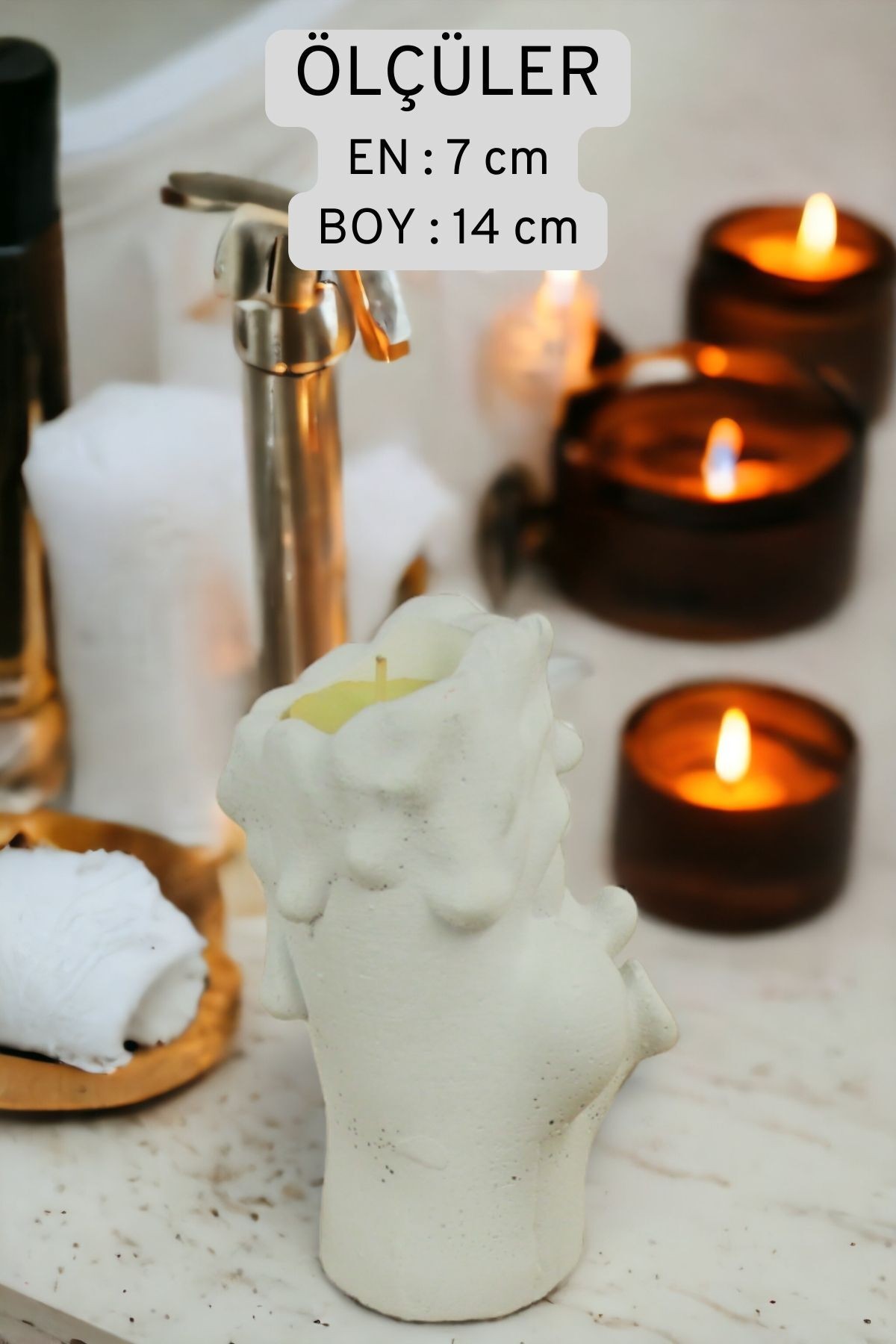 Şamdan Mumluk Dekoratif Mumluk Tealight Mumluk Model 3 İkili Mumluk