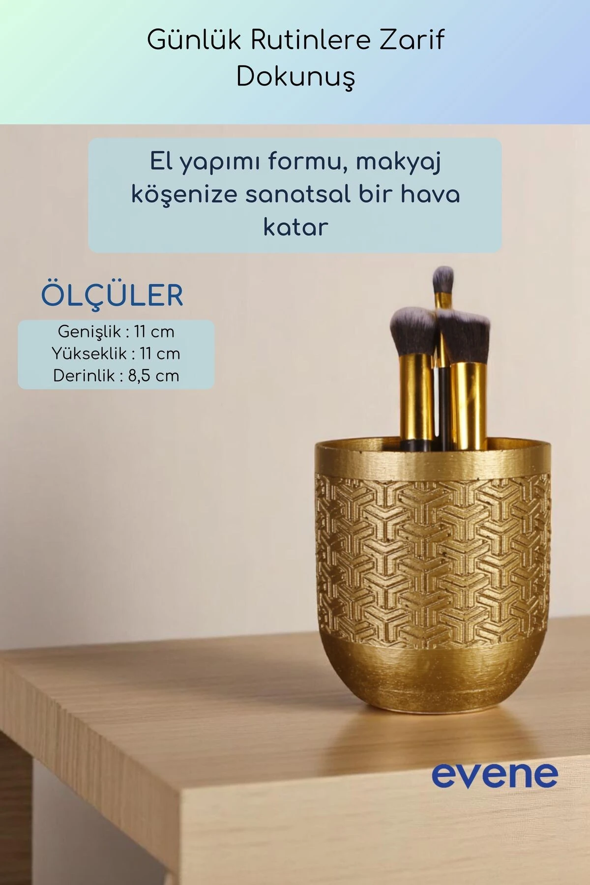 Makyaj Organizeri Makyaj Fırçalığı Makyaj Organizer Düzenleyici Altın Renk Model 77