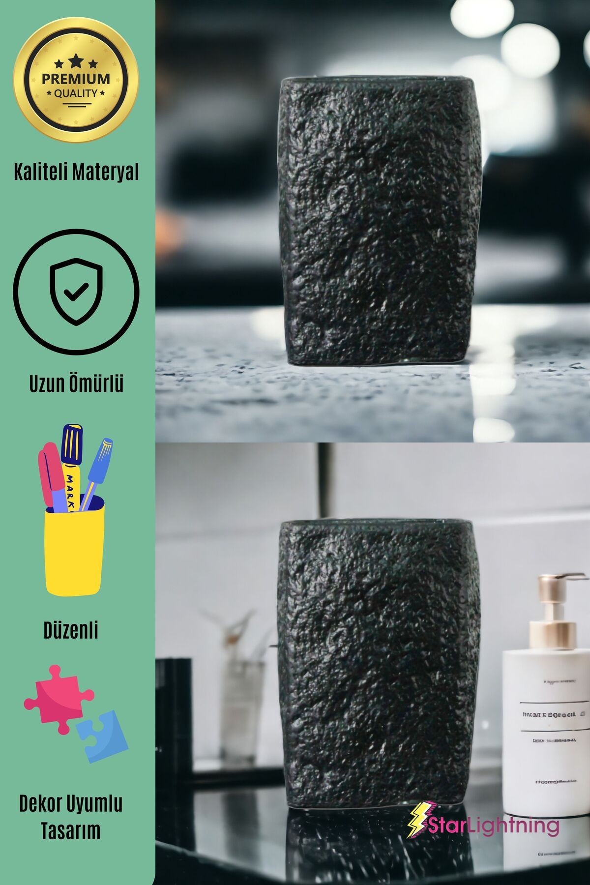 Kalemlik Siyah Renk Masa Kalemliği Organizer Kalemlik Model 7